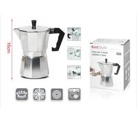 Caffettiera Moka in Alluminio 3 Tazze Alta 16cm Scopri il piacere di un
