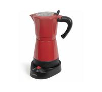 LIVOO, Caffettiera italiana elettrica DOD117RC, colore rosso e nero, in metallo, 300 ml, per 6 tazze, potenza 480 W
