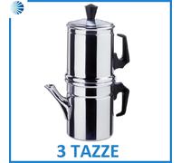 Caffettiera napoletana 3 tazze ilsa acciaio argento macchina macchinetta caffe