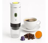 Caffettiera portatile capsule 3 in 1 compatibile con Nespresso Dolce Gusto e Caffè Macinato - Macchina da caffè portatile Multicapsule per il trasporto - Macchina da caffè portatile piccola (bianco)