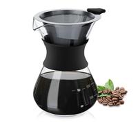 Caffettiera Pour over Coffee Maker - Set Di Caffettiera Con Filtro Manuale in Vetro - Materiale Di Vetrocon Filtro in Acciaio Inox E Manicotto in Silicone Scala Chiara per Caffè Casa Ufficio 400ml