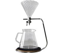 Caffettiera Pour Over, macchina for tè e caffè in vetro, caffettiera in vetro, 600 ml, con supporto e sottobicchiere in acciaio inossidabile, tazza con filtro antigoccia, for casa o ufficio.