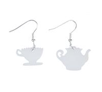 Caffettiera Tazza Orecchini Miniblings Servizio Teiera Tazza di Tè Bianco