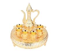 Caffettiera Turca Vintage con 6 Tazzine da Caffè, Set da Tè Turco in Metallo Set di Caffettiera Vassoio da Tè Artigianale Teiera e Tazze da Tè per di Nozze