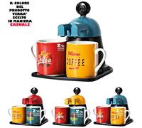 CAFFETTIERA VINTAGE MINI EXPRESS MOKA CAFFE' CON 2 TAZZINE IN CERAMICA