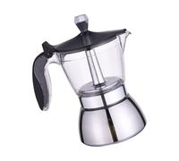 Caffettiere in acciaio inox italiano con coperchio trasparente per una facile preparazione del caffè, capacità 4/6 tazze, ideale per la casa o piccoli incontri coperchio in vetro