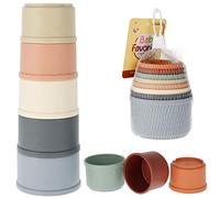 Caffney 8pcs impilabili tazza giocattoli per bambini sicuro multifunzionale nidificazione tazza giocattolo educazione sviluppare costruzione tazza giocattolo colore e dimensione riconoscimento bambino giocattolo bagno liscio bordo impilabile tazze per 6 mesi + ragazzi
