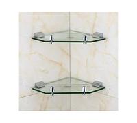 CAFIEDR 2 X Mensola angolare in Vetro Vetro temperato Bagno Doccia Caddy Organizer Montaggio a Parete Acciaio Inossidabile 304