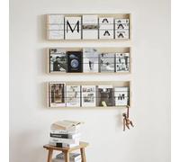 CAFIEDR 3 Portariviste e portagiornali in Legno da Parete, Portadocumenti per la Sala d'attesa, cestini portaoggetti montati per telecomandi, Cartoline, Ricette, Colore Legno-L