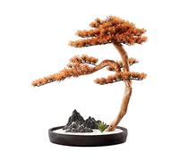 CAFIEDR Bonsai Artificiale Albero Bonsai Artificiale Semplice E Generoso Foglie di Pino in Resina Siliconica Decorazione per Roccia in Ceramica Studio Camera Ufficio Soggiorno Ornamen.