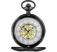 CAFIEDR Orologi da tasca Orologio da tasca inciso, Orologio da tasca da uomo con catena Orologio da tasca vintage classico liscio, Orologio da tasca meccanico da uomo (Nero)