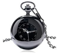 CAFIEDR Orologio da tasca meccanico cavo nero con display con numeri romani Orologio da tasca con ciondolo vintage a carica manuale (taglia unica)
