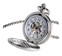 CAFIEDR Orologio da tasca meccanico vintage in argento con catena a mano cava, souvenir da parete per uomo e donna (A 4,7 cm)
