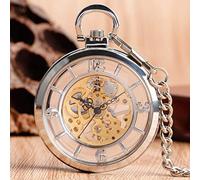 CAFIEDR Orologio da tasca Orologio da tasca meccanico a carica manuale con quadrante cavo in argento. Orologi da uomo