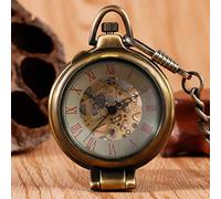 CAFIEDR Orologio da tasca Orologio da tasca meccanico alla moda a carica manuale in bronzo con cassa vintage pendente da uomo e da donna