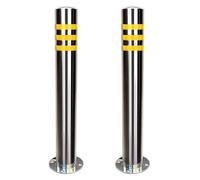 CAFIEDR Paletto delimitatore del Traffico, Colonna di Avvertimento di Sicurezza, paletto in Acciaio Inossidabile con Strisce Riflettenti, Barriere di Blocco del parcheg(Silver 2pcs H60cm/23.6in)