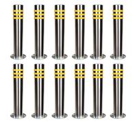 CAFIEDR Paletto delimitatore del Traffico, Colonna di Avvertimento di Sicurezza, paletto in Acciaio Inossidabile con Strisce Riflettenti, Barriere di Blocco del parcheg(Silver 12pcs H60cm/23.6in)