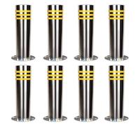 CAFIEDR Paletto delimitatore del Traffico, Colonna di Avvertimento di Sicurezza, paletto in Acciaio Inossidabile con Strisce Riflettenti, Barriere di Blocco del parcheg(Silver 8pcs H60cm/23.6in)