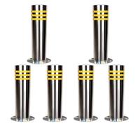 CAFIEDR Paletto delimitatore del Traffico, Colonna di Avvertimento di Sicurezza, paletto in Acciaio Inossidabile con Strisce Riflettenti, Barriere di Blocco del parcheg(Silver 6pcs H60cm/23.6in)