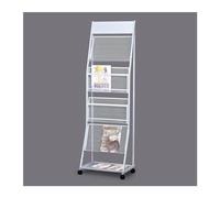 CAFIEDR Portariviste, portariviste da Terra, Porta brochure, espositore informativo con Ruote, portariviste con 4 Tasche, portagiornali Facile da spostare, espositore per giornali, Bianco