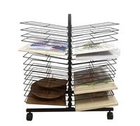 CAFIEDR Stendibiancheria bifacciale in Metallo con 30 Ripiani - Ruote espositive mobili per riporre opere d'Arte per aule, scuole e studi