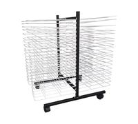 CAFIEDR Stendibiancheria in Metallo bifacciale per opere d'Arte - 40 Ripiani, espositore Mobile per opere d'Arte con Ruote per aule, scuole e circoli d'Arte