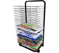 CAFIEDR Stendibiancheria Mobile per opere d'Arte con 25 Ripiani, Robusto stendino in Metallo a Doppia Faccia con Ruote girevoli a 360° per aule e studi(Type C)