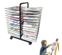 CAFIEDR Stendibiancheria per Arte - 26 Ripiani Flessibili, Mobile, in Metallo Solido, Design Verniciato a Polvere, Ideale per aule, studi d'Arte e Uso Domestico per asciugare la Carta, Dime