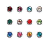 Caflon Birthstones Stud Earrings Assorted Colours Titanium (12)