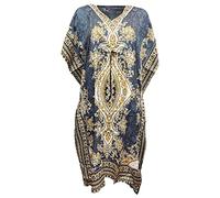 Caftano lungo stile orientale etnico, in poliestere, abito estivo da donna, stile bohémien, abbigliamento da spiaggia, oversize, grigio, Taglia unica