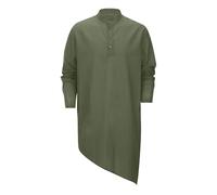 Caftano Uomo Camicia Musulmana Casual Camicie Button Down Collo Tunica Kurta Manica Lunga Thobe Tradizionale Indiano Musulmano Abbigliamento Islamico Cotone Abbigliamento Preghiera