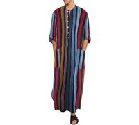Caftano Uomo Musulmano Manica Lunga Vestiti Islamici Thobe Abbigliamento Arabo Uomo Caftano Robe Camicia Da Notte Abito Musulmano Tunica Abaya Dubai Uomini Vestiti Taiji, Colore: rosso, XXL