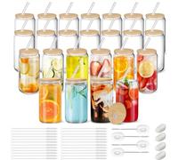 Cafultgo Bicchieri da bere con cannucce e coperchi, 24 lattine di birra a forma, bicchieri per caffè gelato, tazze trasparenti per cocktail, whisky, cola, succo, soda, tè, acqua (24 pcs)