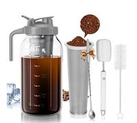 Cafultgo Cold Brew - Barattolo per caffè freddo da 1,8 l, con filtro, brocca in vetro spesso, coperchio a prova di perdite e spazzola priva di BPA, lavabile in lavastoviglie per caffè freddo, tè e
