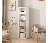 Cafusesdd Librerie da pavimento, libreria a cubo in legno, unità di stoccaggio a cubo dal design aperto, piccola libreria espositiva per soggiorno, camera da letto, ufficio(White,5 layers)
