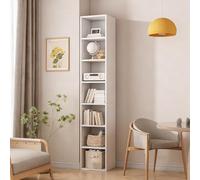 Cafusesdd Librerie da pavimento, libreria a cubo in legno, unità di stoccaggio a cubo dal design aperto, piccola libreria espositiva per soggiorno, camera da letto, ufficio(White,7 layers)