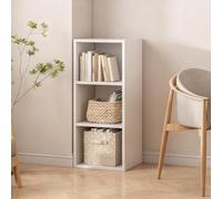 Cafusesdd Librerie da pavimento, libreria a cubo in legno, unità di stoccaggio a cubo dal design aperto, piccola libreria espositiva per soggiorno, camera da letto, ufficio(White,3 layers)