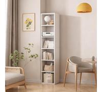 Cafusesdd Librerie da pavimento, libreria a cubo in legno, unità di stoccaggio a cubo dal design aperto, piccola libreria espositiva per soggiorno, camera da letto, ufficio(White,6 layers)