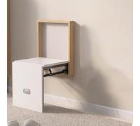 Cafusesdd Sedia Pieghevole a Parete, Sedile a Parete Nascosto Salvaspazio Retrazione Silenziosa Apertura Senza Sforzo Chiusura, Sedia a Parete in Legno massello Cambio Panca per Scarpe(C)