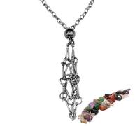 Cage de collier porte-- Gage en acier inoxydable collier porte-| Collier pendentif réglable avec Longueur Regolable, Collier cage en pour pierre (noir, or, argent)