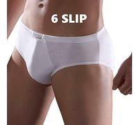 CAGI 6 Slip Midi Uomo Sport Mutanda Art 1291 100% Cotone Bianco TG: 4 5 6 7 8