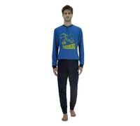 CAGI Pigiama Uomo Cotone Estivo Lungo Leggero MOD. Serafino Art. 4272 7/XXL Extralarge Bluette/Blu 454