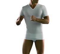 CAGI T-Shirt Uomo Scollo V Manica Corta in Cotone Jersey Maglietta Intima 1337 7° XXL Bianco