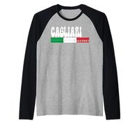 Cagliari City Italia Vintage Bandiera Italia per Gli Amanti dei Viaggi Maglia con Maniche Raglan