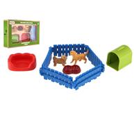 Cagnolini di plastica con recinto e accessori, set da 2 pezzi