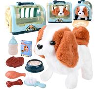 cagnolino beagle di peluche interattivo con trasportino portatile e accessori per l’alimentazione