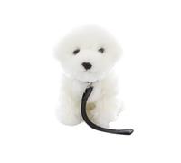 Cagnolino maltese di peluche con guinzaglio 28 cm