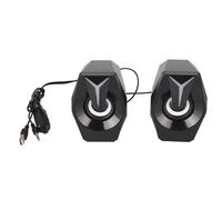 CAGUYLONA Altoparlante alimentato tramite USB con luci RGB, altoparlante cablato per computer con controllo del volume, altoparlante da scrivania compatto per laptop e PC, suono HIFI con (Nera)