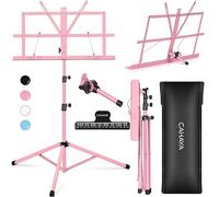 CAHAYA 2-in-1 Leggio Spartiti Musicali & Supporto da Tavolo per Libri Leggio Musicale Pieghevole Altezza Regolabile 70-138cm con Fermacarte per Spartito Musicale Colore Rosa Modello CY0204-1
