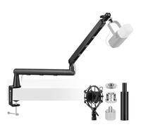 CAHAYA Braccio Microfono da Scrivania Low Profile, Portata 2,5 kg | Per streamer: morsa fino a 9 cm, prolunga e cavi ordinati sotto lo schermo per streaming, podcast, gaming e registrazione